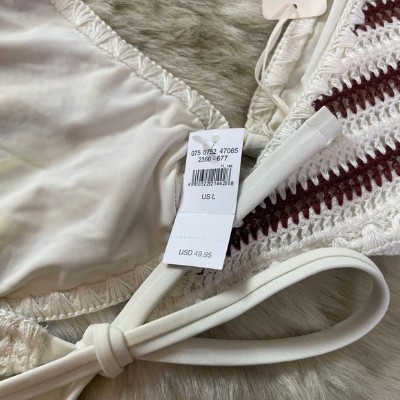 Aerie White and Brown Halter Crochet Bikini Top - Picture 6 of 6